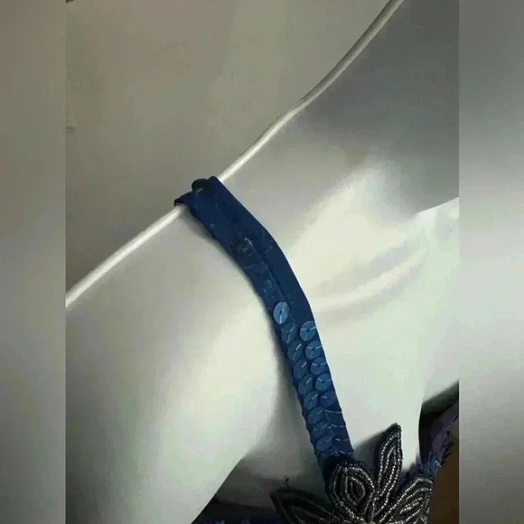 Vintage Alyce Designs Sapphire Blue Sequin Beaded Dress Size 8 - Picture 10 of 12